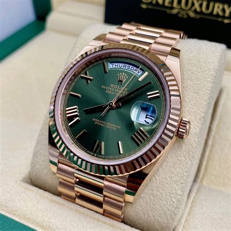 rolex day date 40 green replica|rolex day date chart.